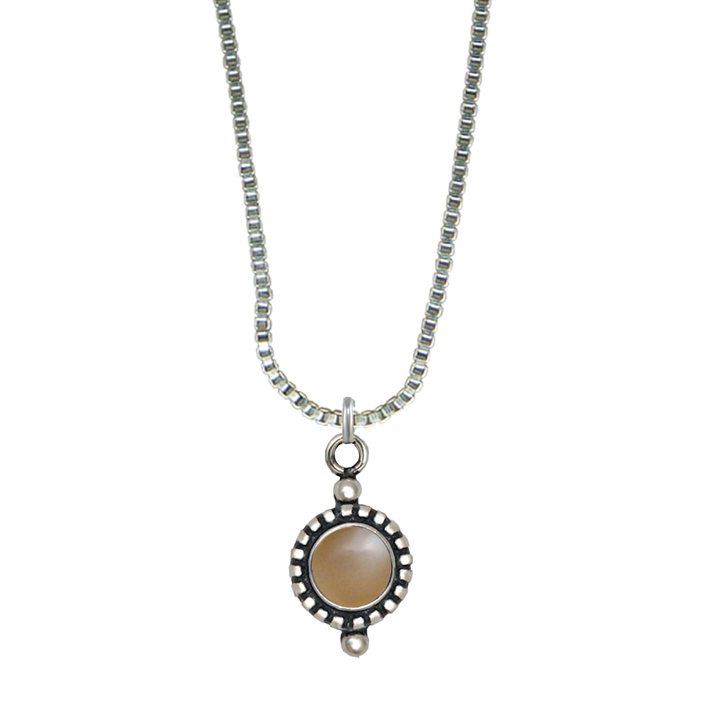 Sterling Silver Little Peach Moonstone Pendant Necklace